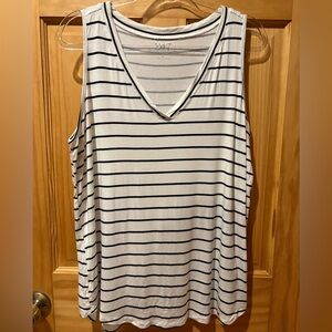 24/7 Maurices Shirt Womens XLarge Striped V Neck Sleeveless Tank Top Stretch